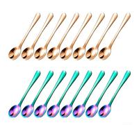 Trayneel 8 PCS Tiny Stainless Steel Spoons for Spice Jars Salt Sugar Pepper Honey 304 Stainless Steel Round Scoop 2.87 Inches 7.5 x 0.6 cm Rose Gold(colorful)