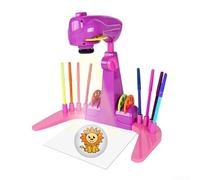 Trayneel Children's Drawing Projector with 32 Cartoon Slides and 12 Color Brushes for Creative Learning Adjustable Pattern Size Plastic Projection Writing Board for Kids Ages 3 to 10(Purple)