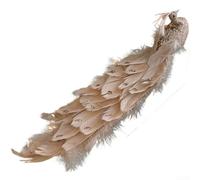 Trayneel Christmas Tree Ornament Colorful Feather Peacock Decoration Artificial Bird for Holiday Seasonal Garden Branch Hanging Plastic Pendant 38x10x8cm White Gold(Sparkling Wine Color)