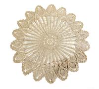 Trayneel Crochet Hollow Cotton Handmade Vintage Round Tablecloth 75x80 cm Elegant Knitted Coffee Color Cover for Dining Table Wedding Party Gathering Decoration (75-80cm Coffee)