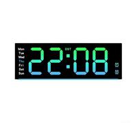 Trayneel Digital Wall Clock with RGB Color Changing Display Countdown Timer and Real Time Temperature Monitor for Living Room Office Gym Classroom 28 cm ABS(black)