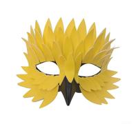Trayneel Half Face Bird Beak Feather Mask Felt Lightweight Adjustable Fit for Halloween Masquerade Costume Party Carnival Festival Cosplay Props in Pink Green Yellow Black Silver Brown(Yellow)