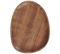 Trayneel Handmade Walnut Wood Irregular Shape Serving Tray for Fruits Snacks Desserts Tea 30x12x2cm Shallow Rim Natural Grain Brown Wooden Plate(A)