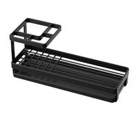 Trayneel Metal Toothbrush Holder with 4 Slots and Removable Drip Tray for Bathroom Countertop Drain Rack Rustproof Carbon Steel 25.2 x 9 x 11.6 cm Black(black)