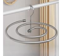 Trayneel Multifunctional Spiral Clothes Drying Rack Metal Large Circular Hanging Airer with Rotating Design Space Saving Laundry Stand for Balcony Home Use White(Stainless steel)