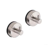 Trayneel Suction Cup Hooks for Shower Bathroom Kitchen Restroom Stainless Steel Matte Black Super Suction No Drill Easy Install Towel Hook 2 Pack(Brushed)