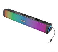 Trayneel USB Wired RGB Speaker with AUX Input and USB Power 3W Dual Soundbar for Computer Monitor Desk 388mm Black
