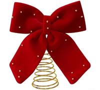 Trayneel Velvet Bows 30 cm Burgundy Velvet Star Bowknots Xmas Tree Top-per Hanging Bow Christmas Tree Top-per Bow Christmas Tree Ornament for Xmas Trees Seasonal Home Decoration