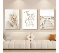 Trayosin 3-Piece Poster Set, Modern Boho Pampas Grass Pictures, Living Room Decoration, Bedroom Wall Pictures, Beige Art Picture without Frame, Art Print Canvas Picture (B, 30 x 40 cm)
