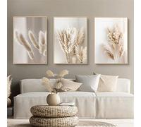 Trayosin Premium Poster Set, Reed Natural Canvas Pictures, Modern Wall Pictures, Living Room Decoration Bedroom, Beige Boho Pampas Grass, without Frame (30 x 40 cm)