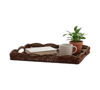 Trays for Decoration, Imitation Rattan Kitchen Decor, Country House Drink Plate, for Remote Control, Book, Breakfast, Living Room, Bedroom, Coffee Table, Sofa, Outdoor, Patio, Camping