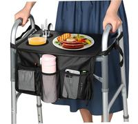 Trays for Walkers, Multifunctional Folding Walker Trays with Multi Pocket & Cup Holder, for Meals, Drinks, Reading Walker Tray for Folding, for Rolling