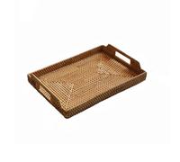 Trays Home Rattan Tea Tray Hand Woven Dessert Snack Hand-held Chinese Style, Desktop Storage Afternoon Milk Serving Trays