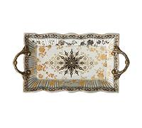 Trays Vintage Light Luxury Ceramic Tray Living Room Decoration Ornaments Fruit Dessert High Leg Design Serving Trays