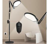 Trayvespace SAD Lamp 10000 Lux, 20W Light Therapy Floor Lamp, Shell-Shaped Daylight Lamp with 3 Colour Temperatures, 5 Brightness Levels, Timer & Adjustable Height (Blcak)