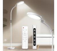 Trayvespace SAD Light Therapy Floor Lamp, 10000 Lux UV-Free Daylight Lamp, 18W Standing Sun Lamp with Remote Control, Touch Dimmable, 5 Colour Temperatures, Timer for Bedroom Home Office (White)