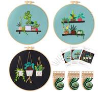 Traziewell 3PCS Cross Stitch Kits for Adults DIY Craft Set Flower Embroidery Accessories & Hoop Kits for Beginners 1825