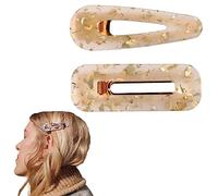 Traziewell Acrylic Resin Hair Clips Handmade Barrettes Marble Hairpins Glitter Crystal Geometric Hairpin Elegant Golden Hair Accessories for Women HC000116