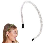 Traziewell Beaded Headbands Sparkly Crystal Beaded Hair Hoop Ladies Hairbands Multiple Color Hair Accessories Head Bands for Women White, 1822