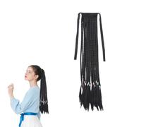 Traziewell Black Hair Extensions Ponytail Long Hair Pieces for Women Braiding Hair Extension Long Braid Hair Extensions Wrap Around Ponytail Hair Pieces Clip In Hairpiece for Women Girls 2410