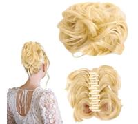 Traziewell Blonde Hair Extensions Curly Messy Bun Hair Piece Scrunchie Hairpiece for Women Ladies Hair Updo Donut Chignons 0225