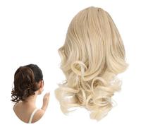 Traziewell Blonde Ponytail Extension Claw Clip in Hair Extensions Short Curly Natural Wavy High Temperature Wire Synthetic Hairpieces for Women, 0910