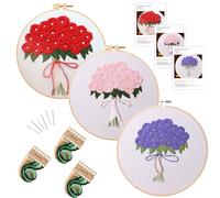 Traziewell Cross Stitch Kits for Beginners 3Pcs Embroidery Kit for Beginner to Learn DIY Craft with Instruction Hoop Needle and Thread 1707