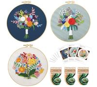 Traziewell Embroidery Kit Flowers Cross Stitch Kits for Beginners Full Range Flower DIY Art Craft Hand Sewing Embroidery Kit Including Needles and Threads 1914