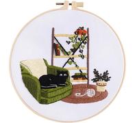 Traziewell Embroidery Kits for Beginners DIY Full Range of Cross Stitch Kits to Learn with Embroidery Hoops and Cloth Color Threads Tool and Instruction 0122