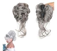Traziewell Messy Bun Hair Piece Hair Scrunchies for Women Ladies Curly Wavy Hair Buns Synthetic Updo Ponytail Hair Extensions Grey, 0210