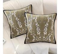 Traziewell Set of 2 Soft Decorative Chenille Cushion Covers with Fringe Boho Style Cushion Covers for the Sofa, Chair Bed, Living Room, Home Decor, 45 x 45 cm 465