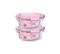 TRBMSZXMNF Glass Thermal Lunch Box Microwave Safe,Leakproof Silicone | Glass Sealed Bento Box With Silicone Leak-proof Seal And Hidden Steam Vent(PINK,710ml)