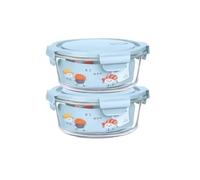TRBMSZXMNF Glass Thermal Lunch Box Microwave Safe,Leakproof Silicone | Glass Sealed Bento Box With Silicone Leak-proof Seal And Hidden Steam Vent(Blue,1030ml)