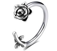 TRBR 16G Rose Flower Lip Rings Surgical Steel Snake Bite Jewelry for Snake Bites Piecing, Horseshoe Labret Jewelry for Lip Piercing, 16 Gauge, 16G-8mm, Stainless Steel, No Gemstone