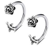 TRBR 16G Rose Flower Lip Rings Surgical Steel Snake Bite Jewelry for Snake Bites Piecing, Horseshoe Labret Jewelry for Lip Piercing, 16 Gauge, 16G-8mm, Stainless Steel, No Gemstone