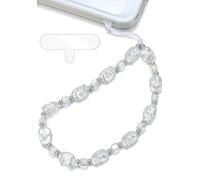 TRBR Baroque Pearl Phone Charm Wrist Strap, Beaded Lanyard Wristlet Chain, Elegant Bracelet Strap for iPhone & Cell Phone Cases