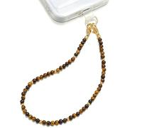 TRBR Natural Gemstone Phone Charm Wrist Strap, Beaded Lanyard Wristlet Chain, Elegant Bracelet Strap for Phone Cases (Tiger's Eye)