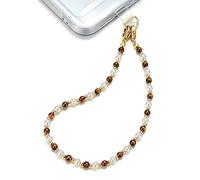 TRBR Natural Gemstone Phone Charm Wrist Strap, Beaded Lanyard Wristlet Chain, Hands-Free Bracelet Strap for Phone Cases (Tiger Eye)