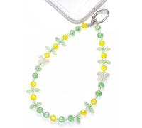 TRBR Nature Inspired Phone Charm Wrist Strap, Beaded Lanyard Wristlet with Butterfly and Leaf Details, Elegant Hands-Free Bracelet Strap for iPhone & More Cell Phone Cases