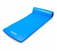 TRC Recreation Sunsation 1.75” Thick Vinyl Coated Foam Swimming Pool Float Mat Adult Lounger with Built-In Roll Pillow, Bahama Blue