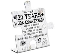 TRCENDE Puzzle-shaped 20th Anniversary Work Anniversary Employee Recognition Plaque, Gold Metal Sign, 3.9 inches x 3.9 inches