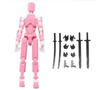 TRCHLBB 13 Action Figure -T-13 Figure, Multi-Jointed Movable Robot Figures, 3D Printed Action Figures With 3D Printed Mannequin, Activity Robot, Home Desktop Decorations Gifts for Game Lovers - Pink