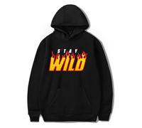 Trconk Ben Azelart Stay Wild Merch Hoodies Drawstring Pocket Printed Long Sleeve Sweatshirts Unisex Couple Pullover Hoodies For Men Women XS~4XL-black||M