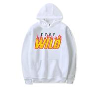 Trconk Ben Azelart Stay Wild Merch Hoodies Drawstring Pocket Printed Long Sleeve Sweatshirts Unisex Couple Pullover Hoodies For Men Women XS~4XL-white||XS
