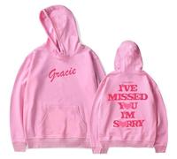 Trconk Gracie Abrams I've Missed You Im Sorry Tour Merch Hoodies Unisex Pocket Drawstring Long Sleeve Sweatshirt Fashion Printed Pullover Hoodies For Men Women XS~4XL-pink||S