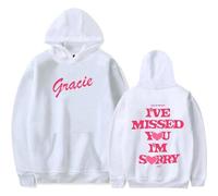 Trconk Gracie Abrams I've Missed You Im Sorry Tour Merch Hoodies Unisex Pocket Drawstring Long Sleeve Sweatshirt Fashion Printed Pullover Hoodies For Men Women XS~4XL-white||XS