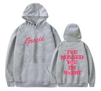 Trconk Gracie Abrams I've Missed You Im Sorry Tour Merch Hoodies Unisex Pocket Drawstring Long Sleeve Sweatshirt Fashion Printed Pullover Hoodies For Men Women XS~4XL-Grey||XL