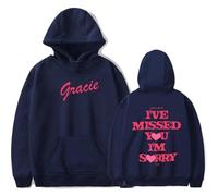 Trconk Gracie Abrams I've Missed You Im Sorry Tour Merch Hoodies Unisex Pocket Drawstring Long Sleeve Sweatshirt Fashion Printed Pullover Hoodies For Men Women XS~4XL-blue||M