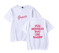 Trconk Gracie Abrams I've Missed You Im Sorry Tour Merch T-shirts Casual Unisex Short Sleeve Oversized Cotton T-shirts For Men Women XS~4XL-white||M