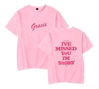 Trconk Gracie Abrams I've Missed You Im Sorry Tour Merch T-shirts Casual Unisex Short Sleeve Oversized Cotton T-shirts For Men Women XS~4XL-pink||S